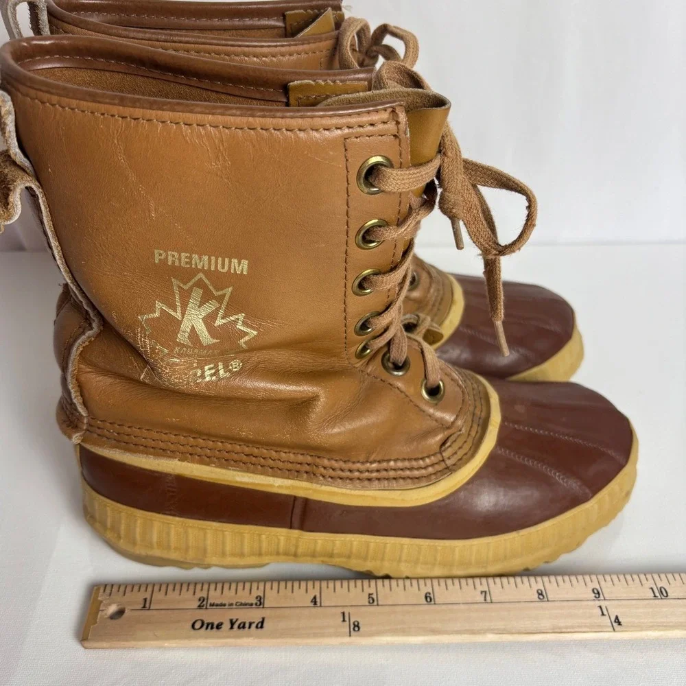 Sorel Kaufman Premium Mens 9 Vintage Duck Boots Brown Leather Made in Canada